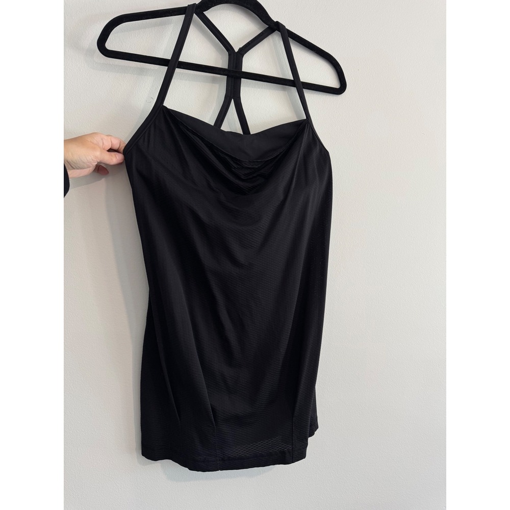 Lululemon Draped Cowl Neck Tank Top Womens 6 Black Racerback Built-in Bra